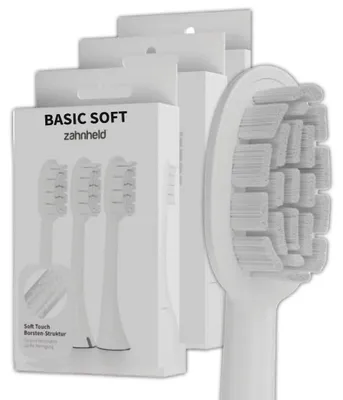 Produktbild von Zahnheld Bürstenkopf Ersatzbürsten Basic Soft - ideal für Gero Schallzahnbürsze, 9 Stück, Weiß, weiche Wechselköpfe, sensible Zähne und Zahnfleisch