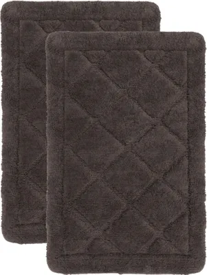 Produktbild von Badematten Set - 2-Teilig - 40x60 cm - Braun - Weiche Badvorleger - Rutschfest - Waschbar - Saugfähige Badematten