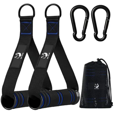 Productafbeelding van Oefengreep voor weerstandsband, zwart-blauw, robuuste handgreepbevestiging, 2 stuks, voor thuisgebruik