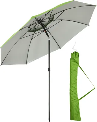 Obrázek produktu pro Slunečník Outsunny, Ø185 cm, plážový slunečník s UV ochranou, dvojitá stříška, ocel,