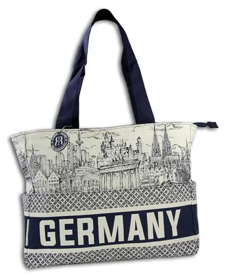 Immagine prodotto di Robin Ruth borsa in cotone e poliestere a tracolla beige navy OTG3007M
