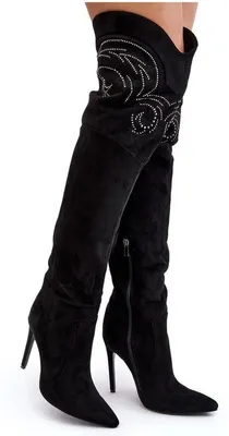 Produktbild von Damen Kniehohe Stiefel Mit Spitzer Sohle Schwarz Vessy 36