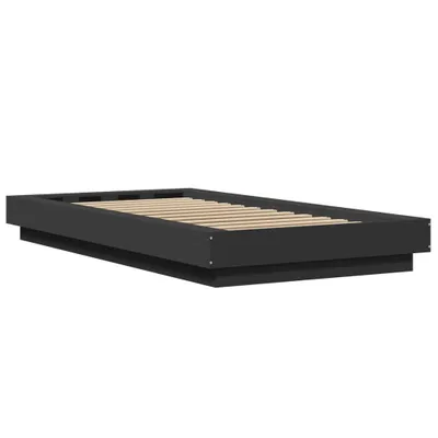 Image de vidaXL Cadre de lit avec LED Noir 90x190 cm Bois composite