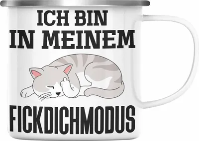 Produktbild von Trendation - Ich Bin In Meinem F** Dich Modus Emaille Tassen Emaille Tasse Becher Emaille Emaille Tasse Katzen Lustig Spruch Geschenk Frauen Männer (Silber)
