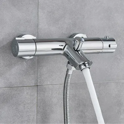 Produktbild von Badewannenarmatur mit Thermostat Duschset Badarmatur Wannenbatterie Chrom System