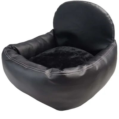 Produktbild von Extra pflegeleichter Hunde Leder Look Autositz - Verstärkter Autositz für kleine und mittlere Hunde - hochwertiger und wasserfester Hundeautositz für den Beifahrersitz im Auto (L-Größe, Schwarz) kompatibel für Renault 25