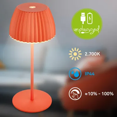 Obrázek produktu pro Riffle Mini LED stolní lampa Dobíjecí stolní lampa Stmívatelná bezdrátová dotyková IP44 Oranžová