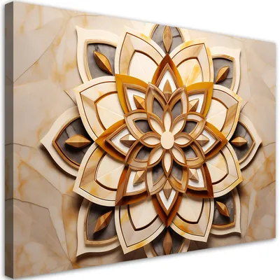 Produktbild von Leinwandbild Blumen mit 3D-Effekt 120x80 Feeby Beige bild für die wand bereit zum aufhängen