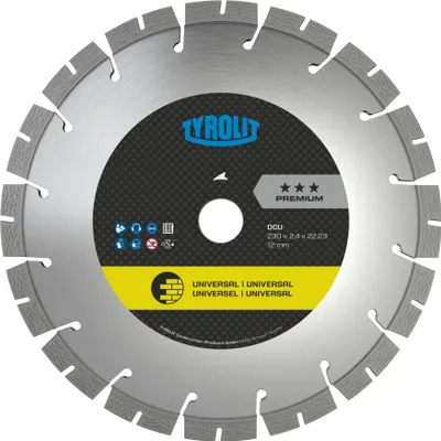 Obrázok produktu pre TYROLIT Diamantový rezný kotúč Premium DCU D.230mm Bore.22,23mm TGD Technology 14mm - 34434386