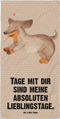 Produktbild von Mr. & Mrs. Panda Duschtuch Hund Dackel - Hundeglück - Geschenk, Frottee-Handtuch, Sprüche, Dachshund, Duschhandtuch, Strandtuch, Handtuch, Hunde, Badehandtuch, Herz