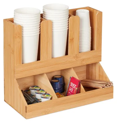 Kaffee-Organizer 6 Fächer Bambus Natur 29,5x34,5x17 cm