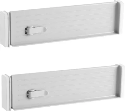 Produktbild von 2er Set Schubladenteiler Verstellbar Schubladen Organizer Kunststoff Weiß Schubladeneinteiler Schubladentrenner Schubladeneinsatz