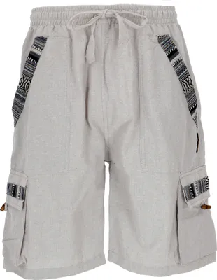 Produktbild von Ethno Yogashorts im Goastyle - Hellgrau, Herren, Baumwolle, Größe: M
