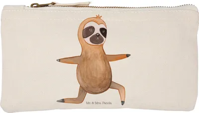 Produktbild von Mr. & Mrs. Panda Federmappe Faultier Yoga Größe S Klein - Weiß - Geschenk, Yogaübungen, kosmetiktäschchen, beauty case, Waschtasche, Namaste, Atmung, Kosmetiktasche