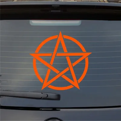 Produktbild von Heckscheibenaufkleber Pentagram Druidenfuß Gothic 54x51 cm Orange Auto Aufkleber Sticker