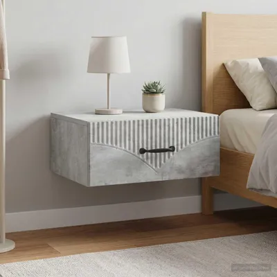 Immagine prodotto di Maison Exclusive - Comodino da parete, 2 pezzi, colore grigio cemento, dimensioni 49 x 34,5 x 20 cm