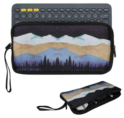 Produktbild von kwmobile Tastatur Tasche für Logitech K380 Tasche - Neopren Cover - 2 Innentaschen - Wireless Keyboard Tastatur Hülle - Schutzhülle Weiß Hellbraun