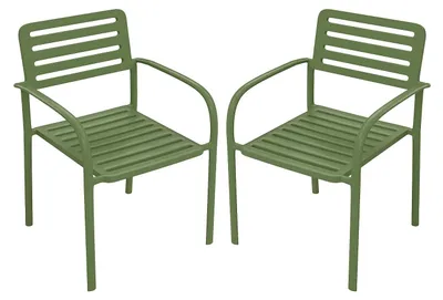 Produktbild von Set aus 2 stapelbaren Gartenstühlen aus Metall – Grün – NILY von MYLIA