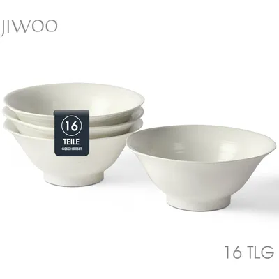 Produktbild von Schüssel Set 16er Ø20,6 cm Keramik Suppenschüssel Ramen schüssel Suppenteller 16 personen Matt-Glasur Schüssel mikrowellen- und spülmaschinenfest