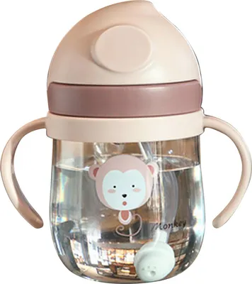 Produktbild von Baby Strohbecher mit Griff ohne Leckage Safe Klare Skala Kleinkinder Kleiner Wassertraining Flasche Pink 250ml