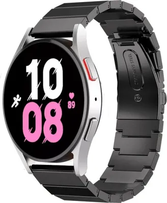 Produktbild von Strap-it Metallarmband - Kompatibel mit Samsung Galaxy Watch 5 Armband 44mm Ersatzarmband Edelstahl - Faltschließe - Hochwertiges Material - für Smartwatch 20mm Armband Schwarz