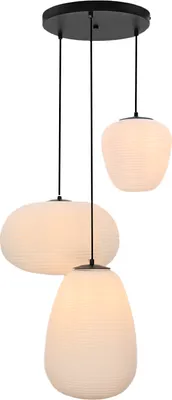 Produktbild von Olucia - DAVIDE - Pendelleuchte - Weiß / Schwarz - 3 Lampen