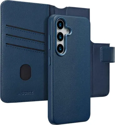 Image de Accezz Bibliothèque en cuir 2-en-1 avec MagSafe pour Samsung Galaxy S25 - Bleu nuit