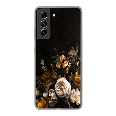 Produktbild von MuchoWow® Handyhülle Schutzhülle Hülle für Samsung Galaxy S21 FE Blume - Gold - Muster Silikon Softcase Handy Hülle - Mobiltelefonhülle