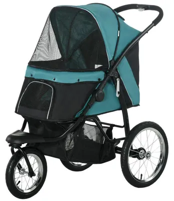 Image de Poussette pour chiens – Poussette pour animaux de compagnie – Suspension à 4 roues – Pliable avec système de freinage – Pour chiens et chats