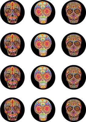 Produktbild von Muffinaufleger Cupcakes Muffins Halloween Zuckerpapier Totenkopf Dia de los Muertos (Tag der Toten) HW21