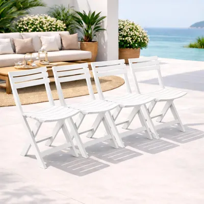 4er Outdoorstuhl Klappsessel Weiß Klappstuhl Campingstuhl Gartenstuhl Kunststoff