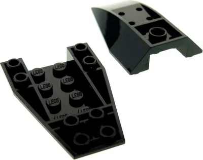 Produktbild von 2x Lego Dach Stein 6x4x1 schwarz invertiert gewölbt Keil schräg 4180469 43713