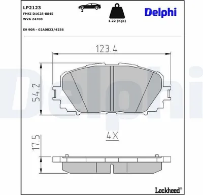 Produktbild von DELPHI Bremsbeläge Satz Vorne Bremsklötze für TOYOTA Yaris Schrägheck (P9) LP2123