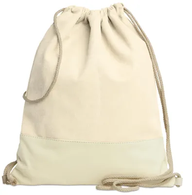 Produktbild von Caspar Echt Leder Beutel uni Baumwoll Canvas Turnbeutel im Vintage Retro Style - SIGNATURE LINE - Modell No.714 -  Italy