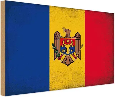 Produktbild von vianmo Holzschild 12x18 cm Moldau Moldova Vintage Flagge Fahne Wappen