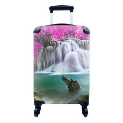 Produktbild von MuchoWow® Koffer Handgepäck Trolley Rollkoffer Kleine Reisekoffer mit 4 Rollen - Wasserfall - Rosa - Bäume - Cabin Size < 55x40x23 cm & 55x40x20 cm - Fotokoffer - Kabinenkoffer - Boardgepäck - Reise-Box - Reisekoffer - Reisegepäck - Koffer mit Bild - Trolley für Kinder