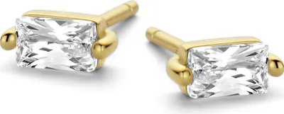 Produktbild von New bling 9NB-0602 Zilveren Oorknopjes Dames - Zirkonia - Baguette - 5 mm - Goudkleurig