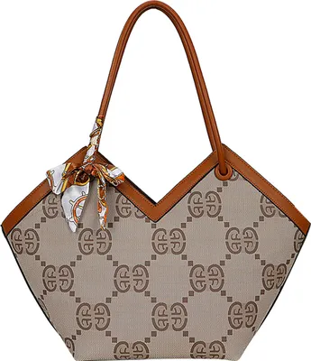 Produktbild von Gallantry, Bedruckte Handtasche für Damen mit elegantem Schal, Braun