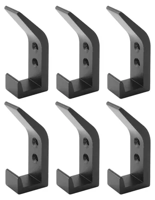 6 Handtuchhaken, klebend, Aluminium, schwarz, 15 kg Belastbarkeit