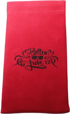 Produktbild von Softcase Etuibeutel in Rot mit Schwarzen Aufdruck "Brillenliebe"