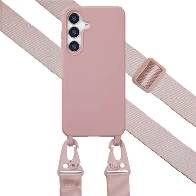 Zdjęcie produktu dla Selencia Silikonowe etui z odłączanym przewodem do Samsung Galaxy S25 - Piaskowy róż