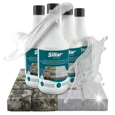 Immagine prodotto di Detergente concentrato Sillar per la pulizia di pavimentazioni, calcestruzzo e terrazze. Confezione da 4 flaconi da 1 litro