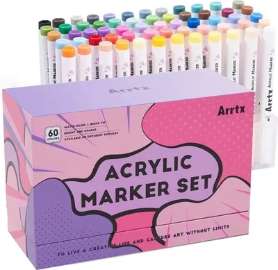 Zdjęcie produktu dla Akrylowe markery pędzelkowe ARRTX, 60 sztuk wtórnych