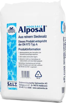 Produktbild von Alposal Poolsalz 25 kg, Schwimmbadsalz, Chlorinator geeignet, Salzelektrolyse, Siedesalz