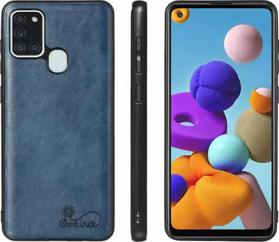 Produktbild von Samsung Galaxy A21S Hülle Aus Gehärtetem Glas Marineblau Ledercover