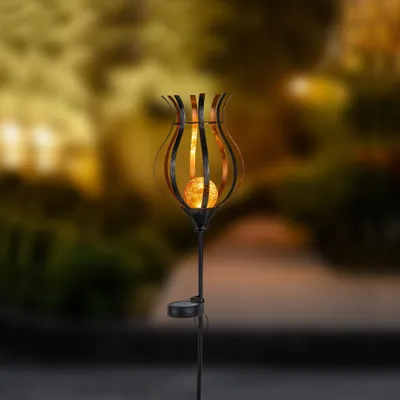 Produktbild von LED Solar Gartenstecker mit Crackleglas-Kugel