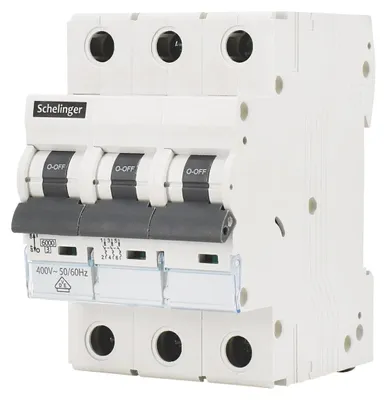 Imagen del producto de Interruptor automático de sobrecorriente 6KA, 3 polos, curva C, 20A, marca SCHELINGER