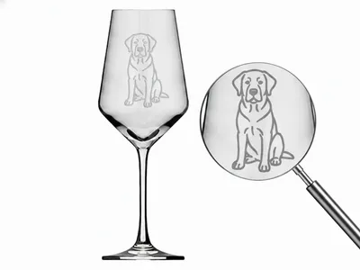 Produktbild von Exoda Weinglas Labrador Gravur 350 ml spülmaschinenfest