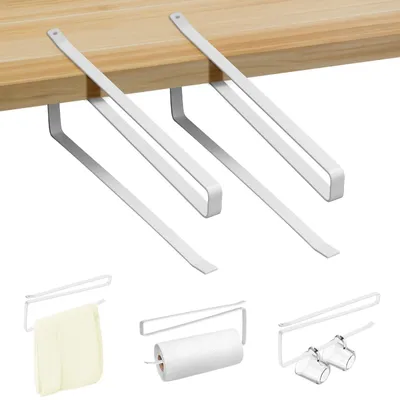 Küchenrollenhalter, Z-förmig, 2 Stück, weiß, ohne Bohren