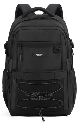 Zdjęcie produktu dla Zaino Aoking Uni con Tasche Multifunzionali e Chiusura Zip 34x19x47 cm Black B UNICA